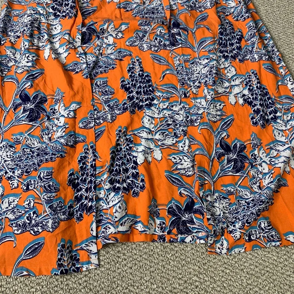 Cabi Womens Skirt‎ Size Medium Orange Blue Floral Calypso Maxi Wrap 5250